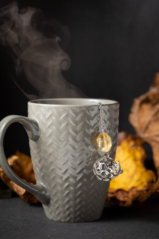 Honey Bee Charmed Tea Infuser with Honey Calcite Stone