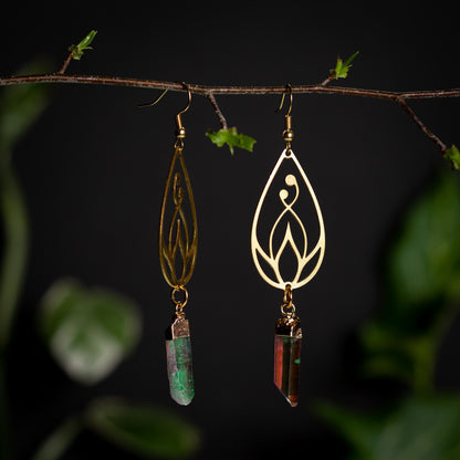 Growing Flower Aura Quartz Earrings