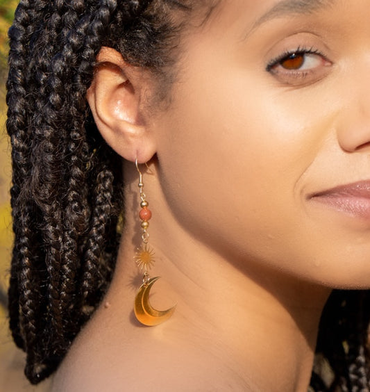 Sun & Moon Boho Dangle Earrings
