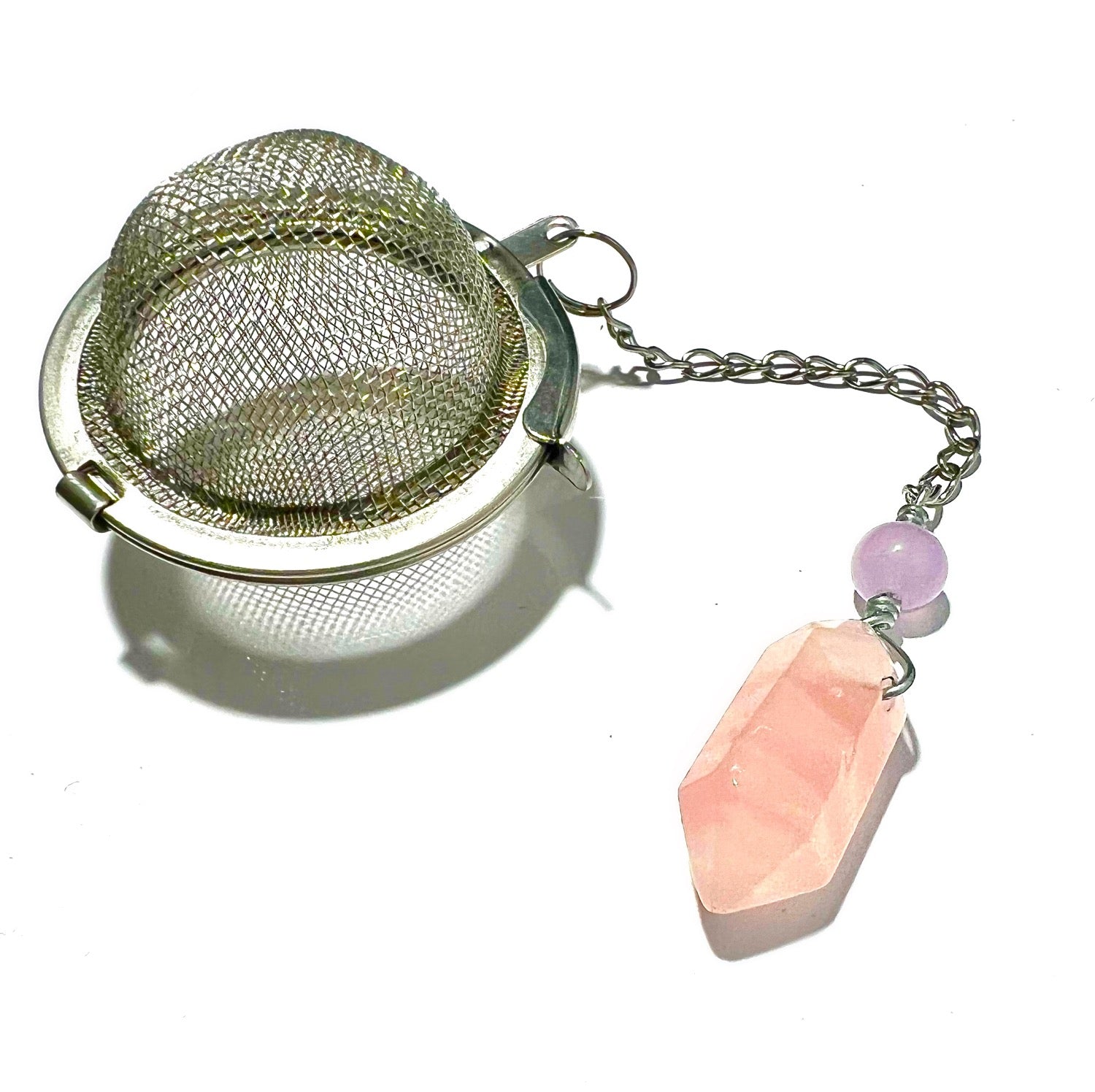 Self Love Rose Quartz Tea Infuser – Heart-Shaped Rose Quartz Charm for Loose Leaf Tea by Kinley Jewelry