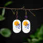 Orange Sun Ovals with Amethyst Earrings