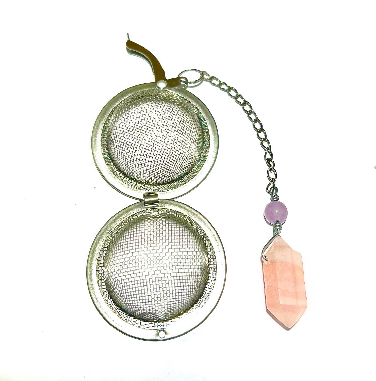 Self Love Rose Quartz Tea Infuser – Heart-Shaped Rose Quartz Charm for Loose Leaf Tea by Kinley Jewelry