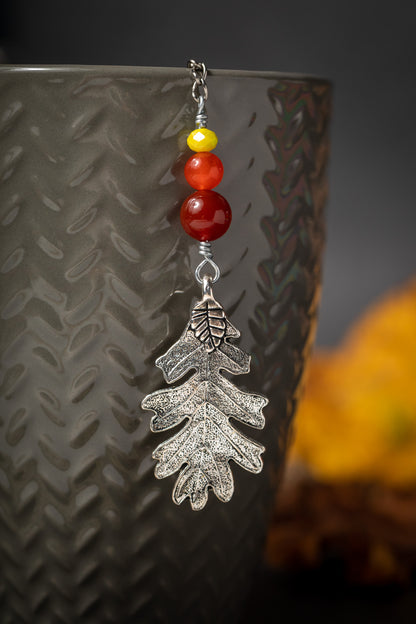 Autumn Oak Leaf Tea Infuser – Bronze Oak Leaf Charm with Acorn Bead Accent by Kinley Jewelry