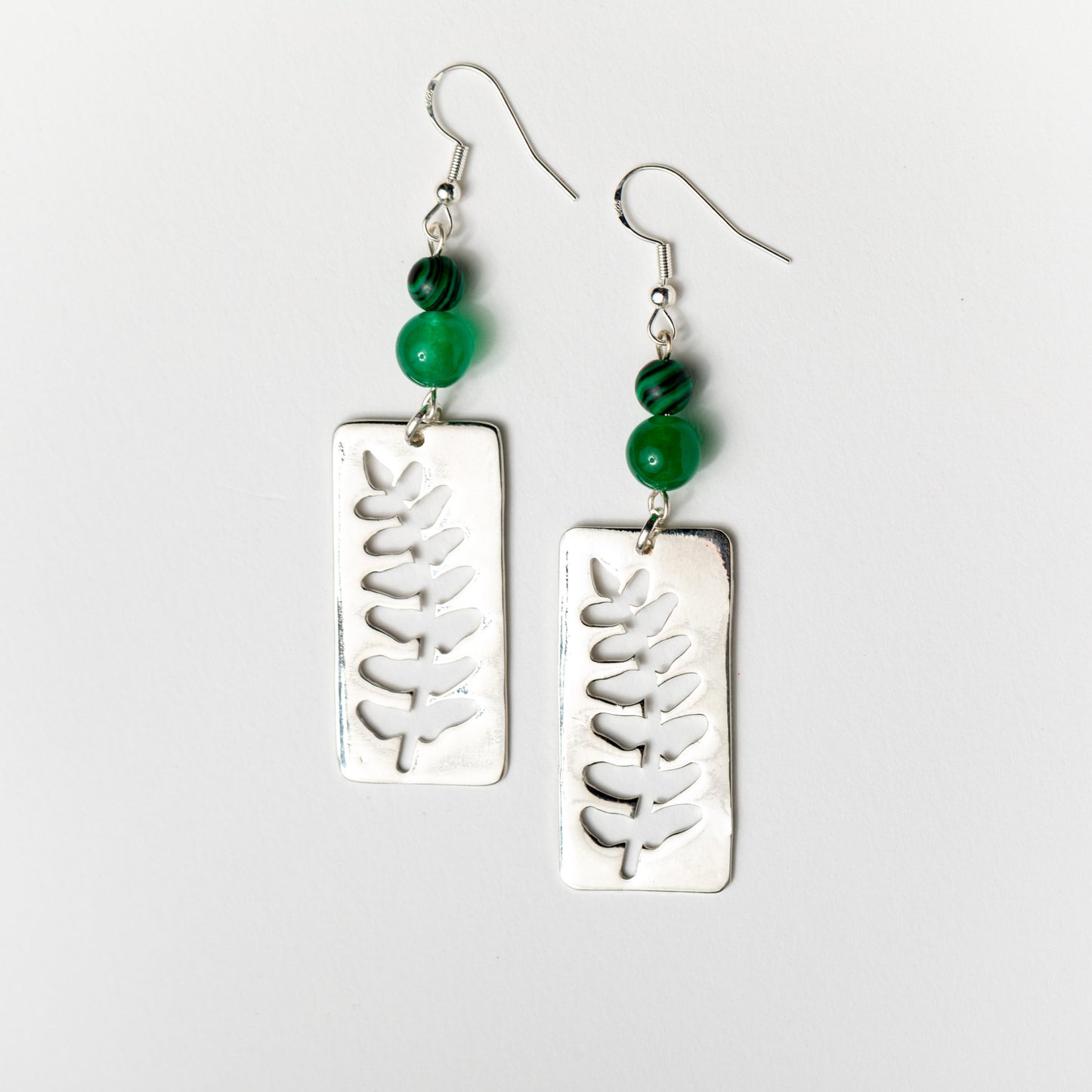 Silver Fern Window Earrings