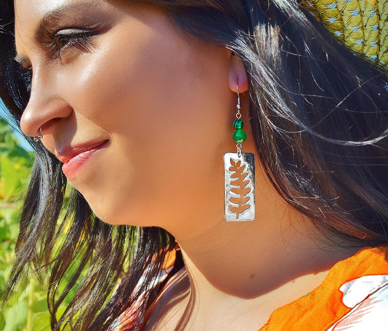 Silver Fern Window Earrings