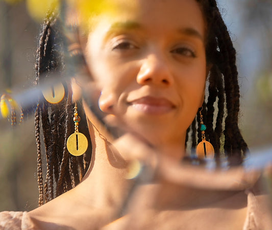 Brass Medallion Dangle Earrings