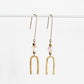Brushed Gold Arch Earrings with Sunny Spectrolite