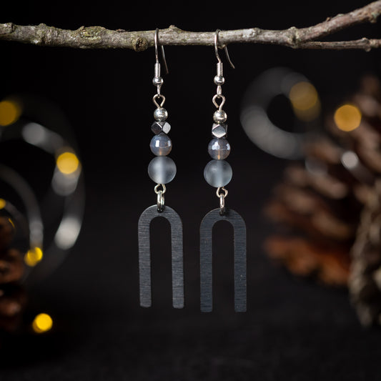 Black Arches Dangle Earrings