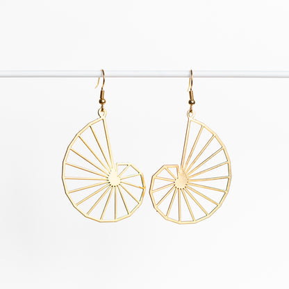 Nautilus Spiral Earrings in Gold
