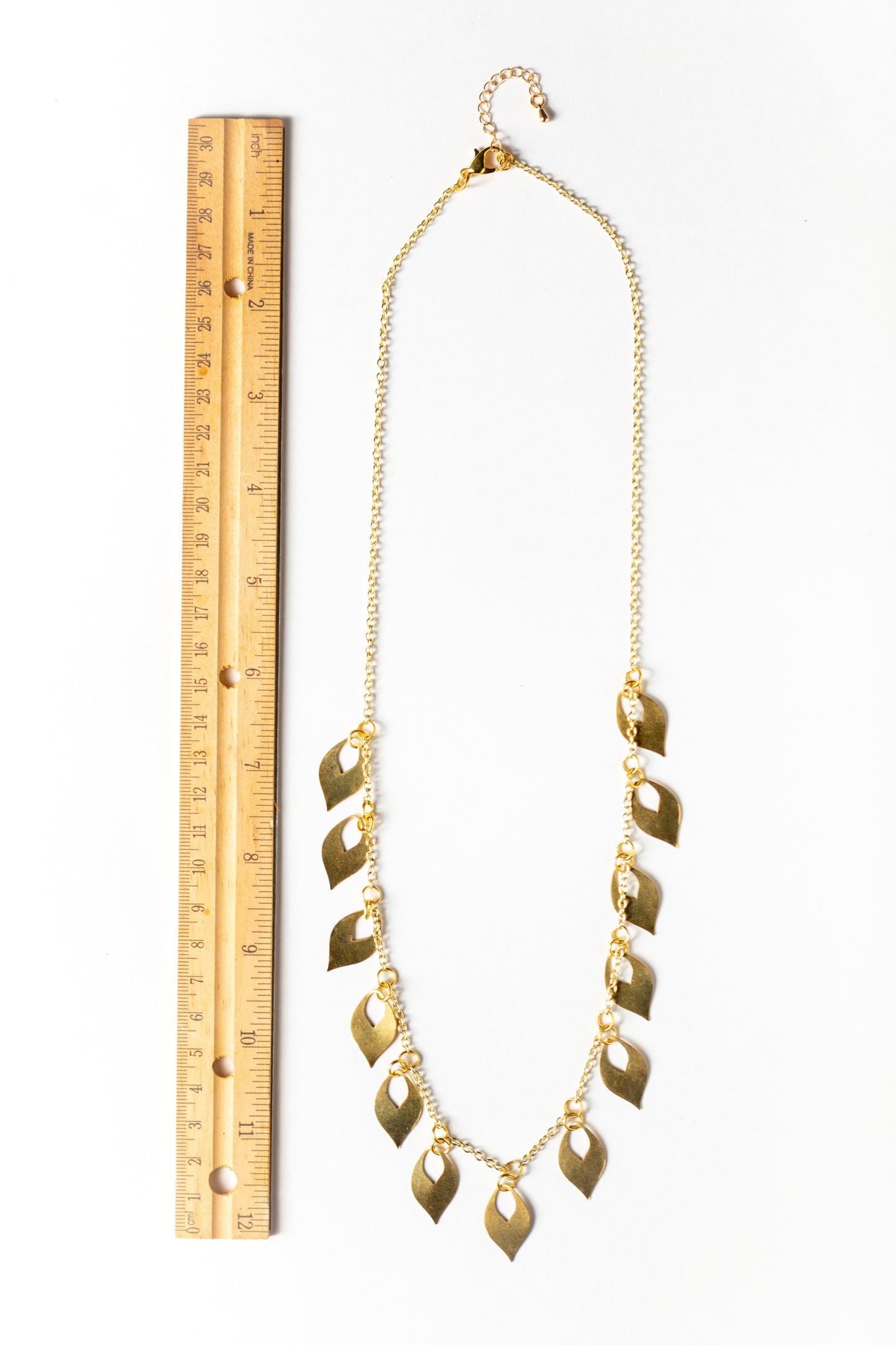 Gold Leaflet Long Necklace