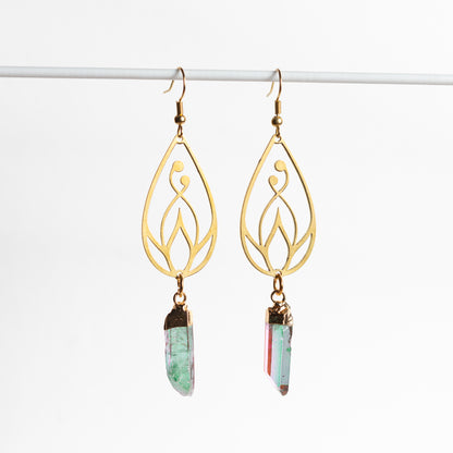 Growing Flower Aura Quartz Earrings