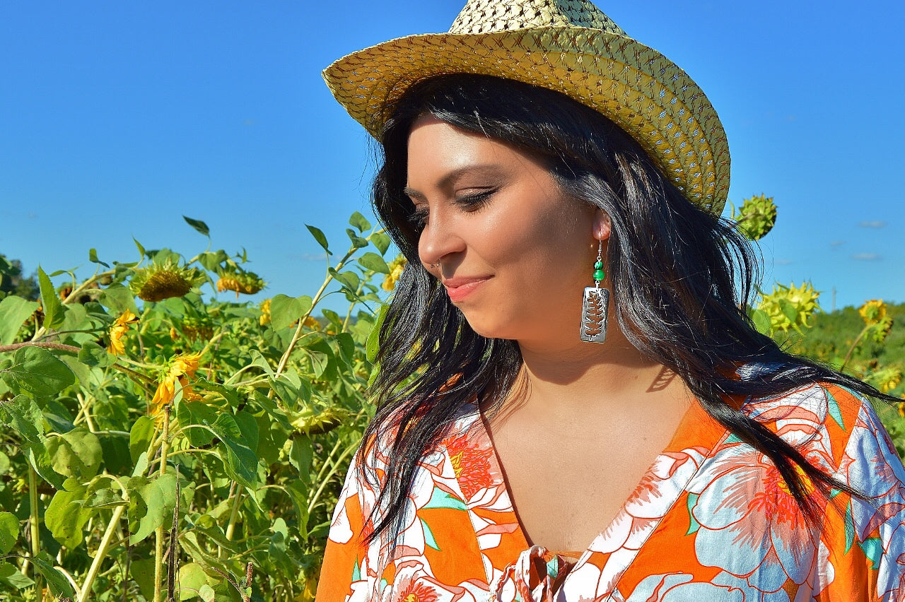 Silver Fern Window Earrings