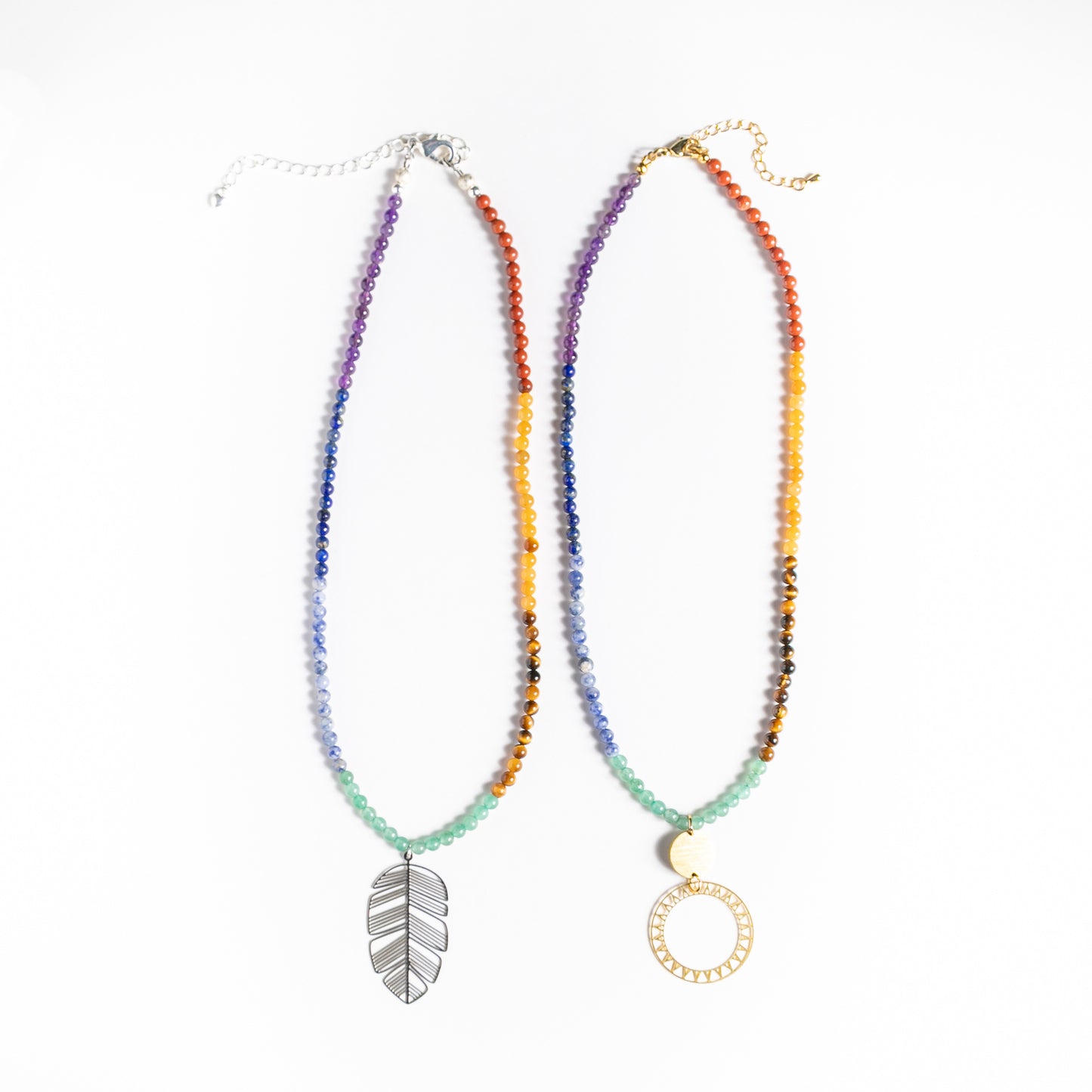 Chakra Beads Necklace with Nature Pendant