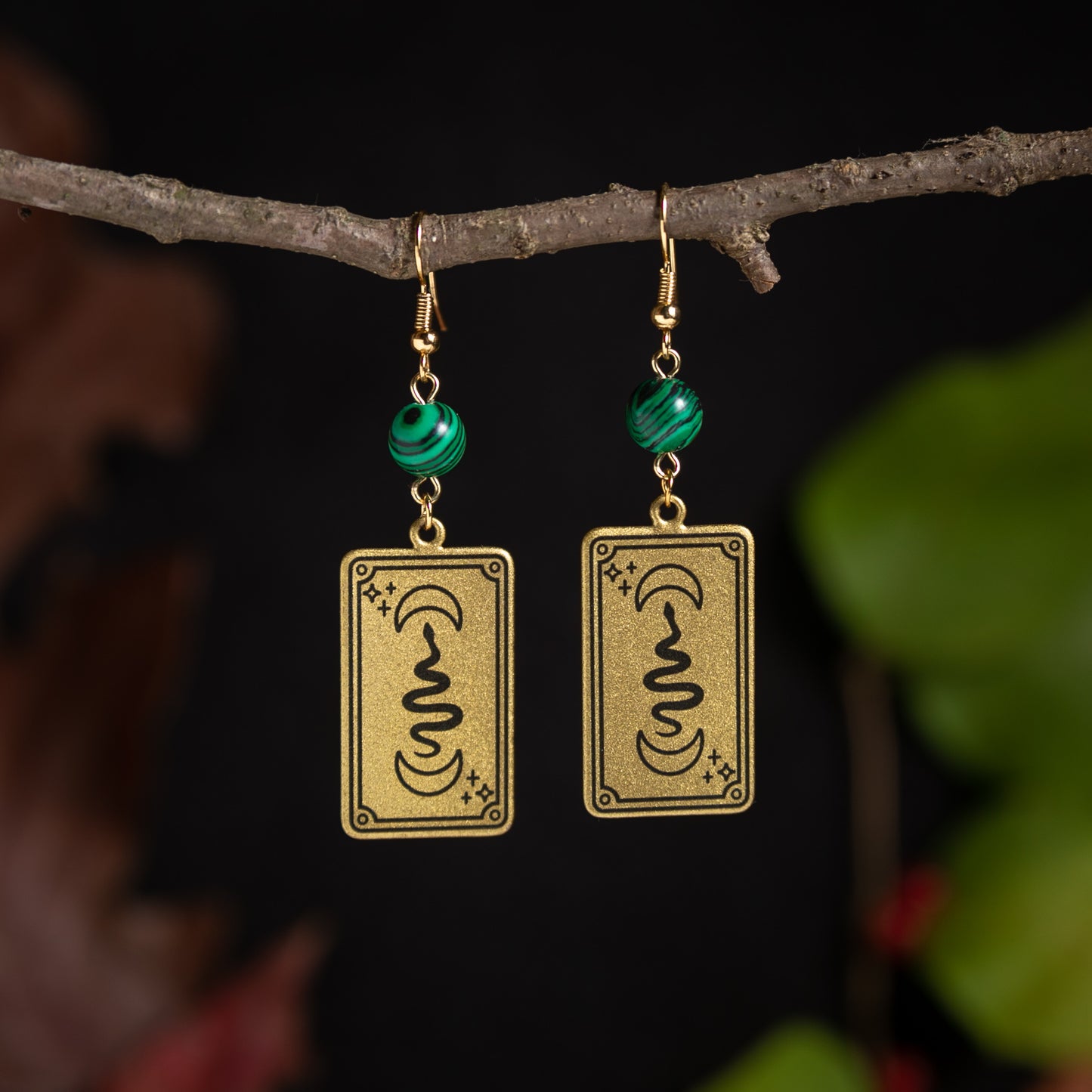 Serpent Moon Tarot Card Earrings