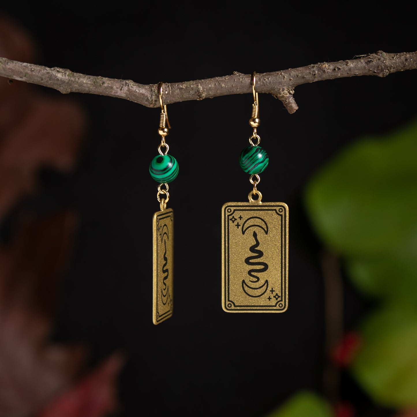 Serpent Moon Tarot Card Earrings