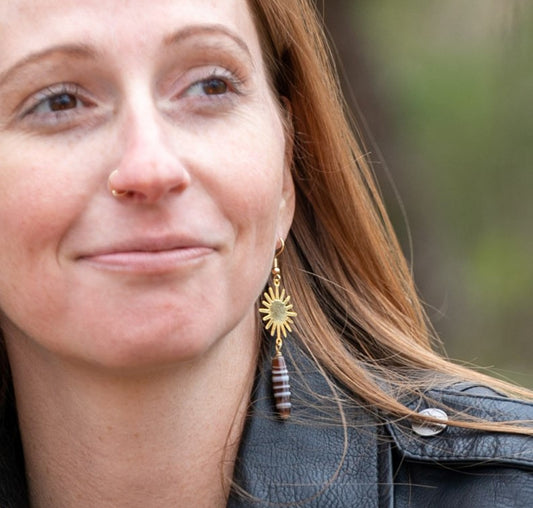 Banded Agate Sunburst Earrings