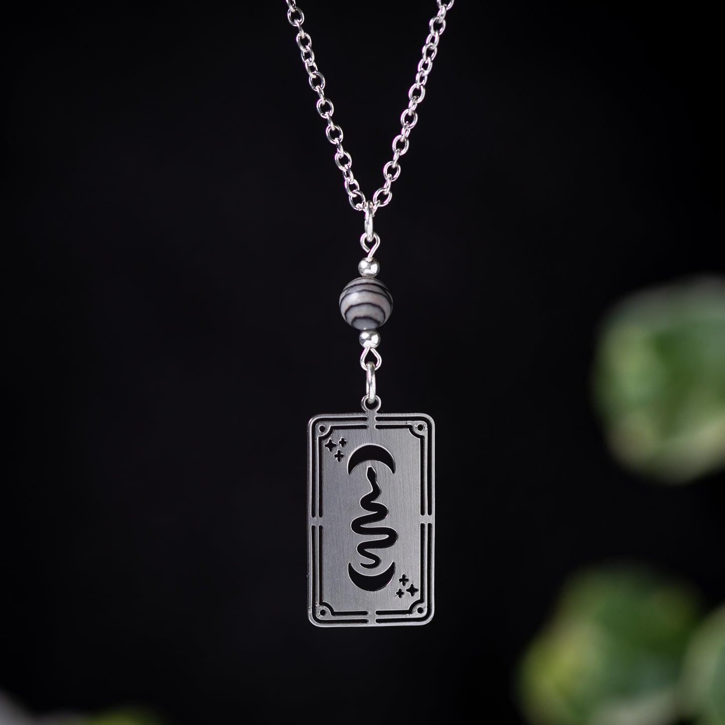Luna Serpent Tarot Card Necklace