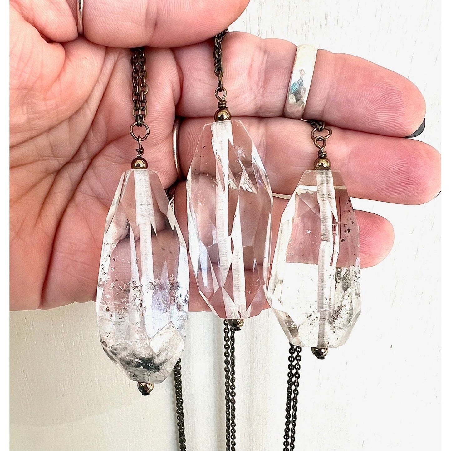 Clear Quartz Specimen Pendant Long Necklace