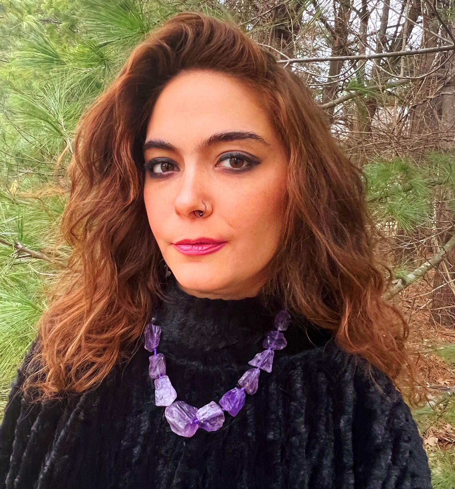 Raw Chunky Amethyst Necklace – Natural February Birthstone Jewelry by Kinley Jewelry