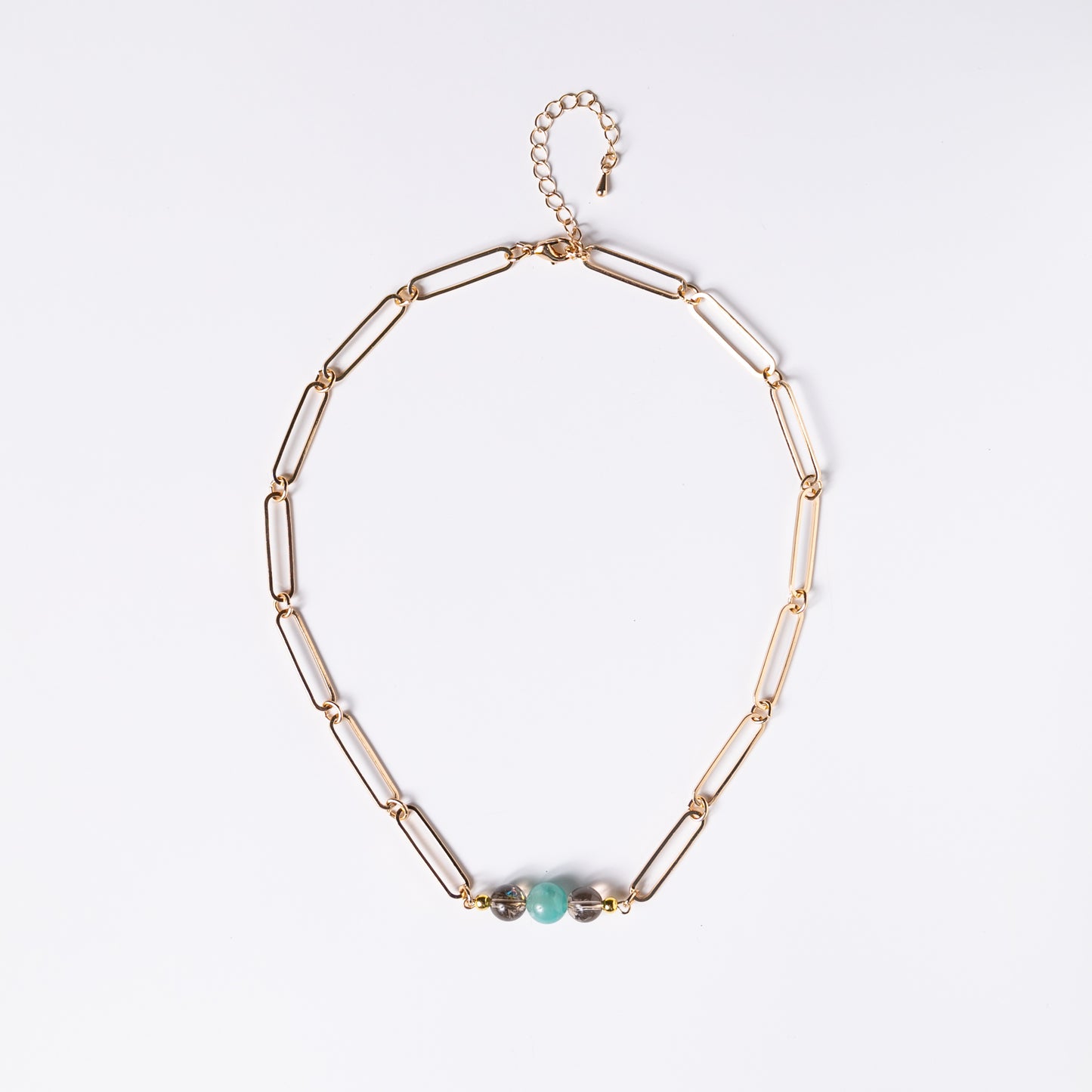 Smoky Quartz & Amazonite Triple Bead Necklace