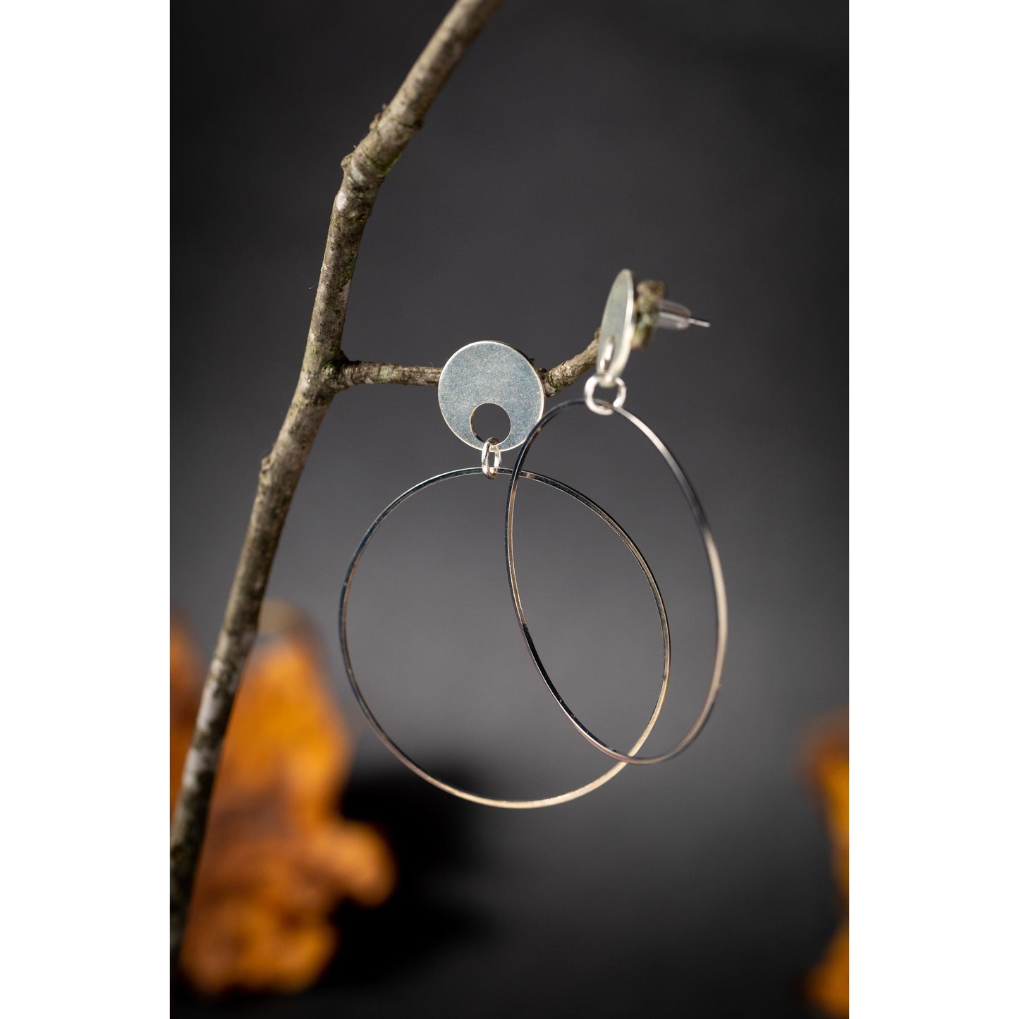 Silver Halo Post Hoop Earrings