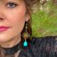 Gold and Turquoise Moon Burst Boho Dangles