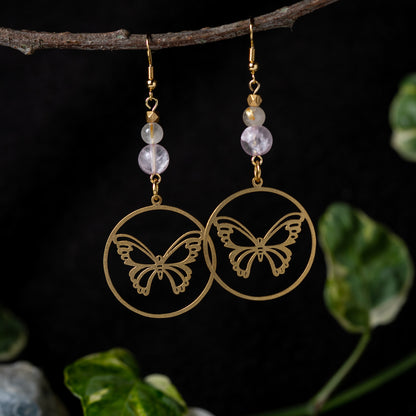 Breast Cancer Awareness Butterfly Earrings