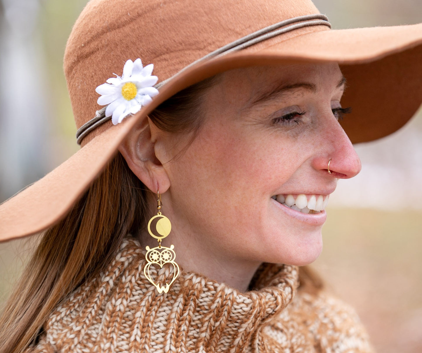 Owl and Moon Feminine Wisdom Earrings