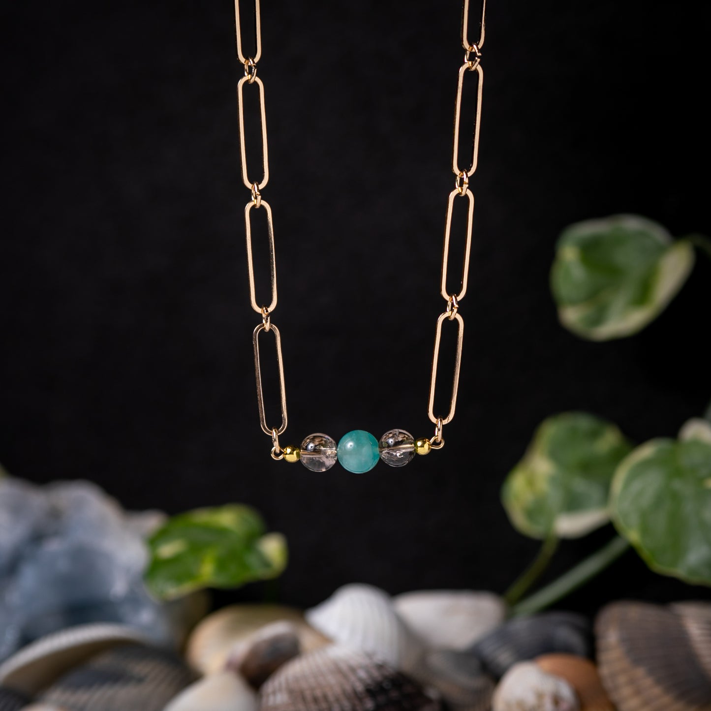 Smoky Quartz & Amazonite Triple Bead Necklace