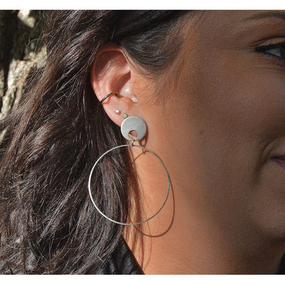 Silver Halo Post Hoop Earrings