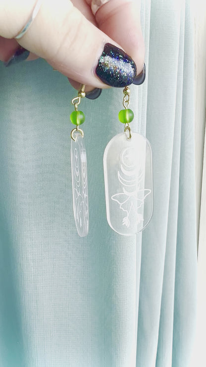 Crystal Clear Acrylic Earrings - Luna Moth