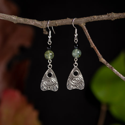 Looking Glass Planchette Earrings with Prehnite Stones