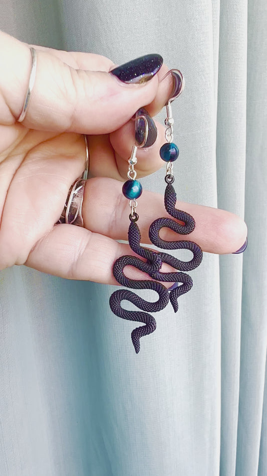 Good Omen Black Snake Earrings
