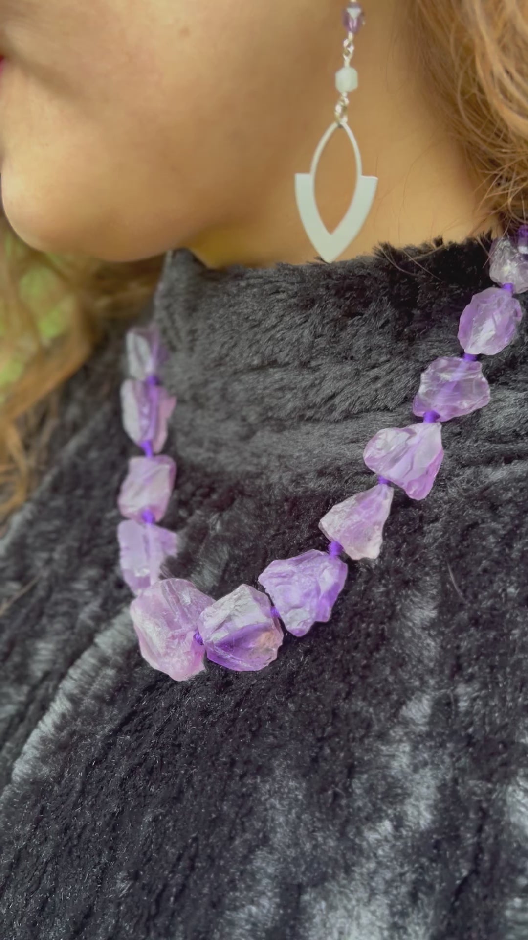 Raw Chunky Amethyst Necklace – Natural February Birthstone Jewelry by Kinley Jewelry