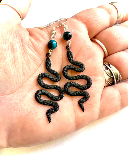 Good Omen Black Snake Earrings